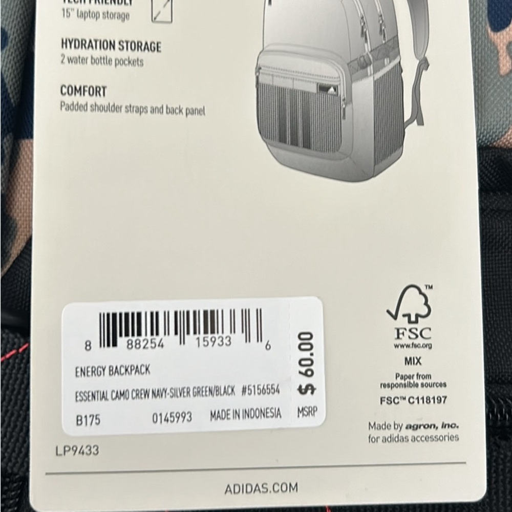 NWT Adidas backpack - Picture 3 of 3
